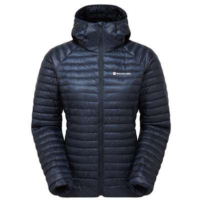 Eclipse Blue Montane Women's Alpine 850 Nano Hooded Down Jacket Front