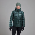 Deep Forest Montane Women's Anti-Freeze XT Hooded Down Jacket Model Front