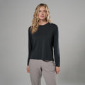 Black Montane Women's Alhena Merino Blend Long Sleeve T-Shirt Model Front