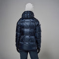 Eclipse Blue Montane Women's Apex 900 Hooded Down Jacket Model Back FAP9HECL