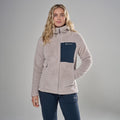 Oyster Montane Women's Caldus XT 2.0 Hooded Fleece Jacket Model Front FCXTHOYS