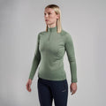 Pale Sage Montane Women's Dart Zip Neck T-Shirt Model Front