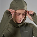 Caper Montane Women's Dart XT Thermal Hoodie Model Hood FDTXHCAP