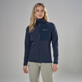 Eclipse Blue Montane Women's Dura Hooded Fleece Jacket Model Front FDURHECL