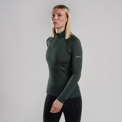 Deep Forest Montane Women's Dart XT Thermal Zip Neck T-Shirt Front