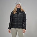 Black Montane Women's Icarus 3.0 Hooded Insulated Jacket Model Front FIHOOBLA