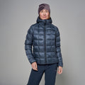 Dark Sky Montane Women's Icarus 3.0 Hooded Insulated Jacket Model Front FIHOODAS