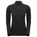 Black Montane Women's Malli Long Sleeve Zip Merino T-Shirt Front
