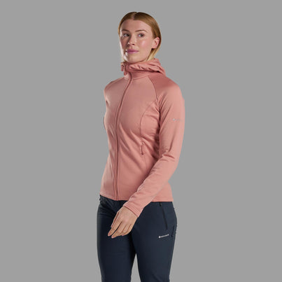 Pink Clay Montane Women's Protium Hooded Fleece Jacket Front FPRHOPCL