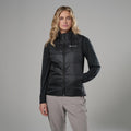 Black Montane Women's Prism Insulated Vest Model Front FPVESBLA