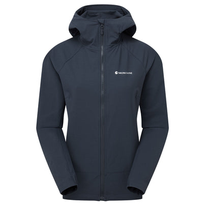 Eclipse Blue Montane Women's Tenacity Hooded Softshell Jacket Front