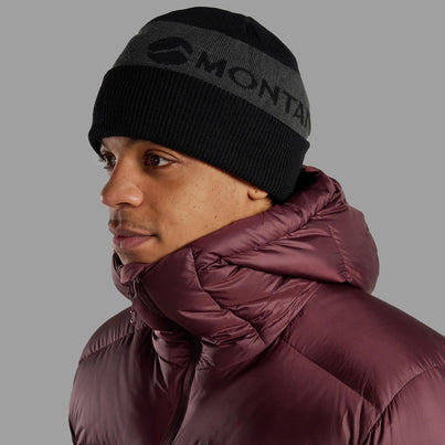 Black Montane Logo Cuffed Beanie Front