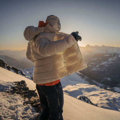 Powder Montane Women's Kamen Hooded Down Jacket Front