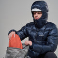 Eclipse Blue Montane Men's Apex 900 Hooded Down Jacket Model 6 MAP9HECL