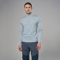 Frost Blue Montane Men's Dart Zip Neck T-Shirt Model Front MDRZIFRO