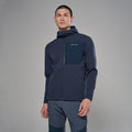 Eclipse Blue Montane Men's Dura Hooded Fleece Jacket Model Front MDURHECL