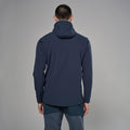 Eclipse Blue Montane Men's Dura Hooded Fleece Jacket Model Back MDURHECL