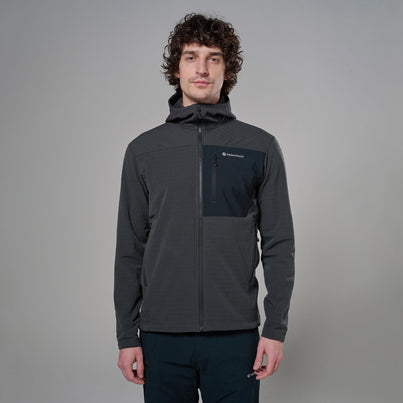 Midnight Grey Montane Men's Dura Hooded Fleece Jacket Front MDURHMNG