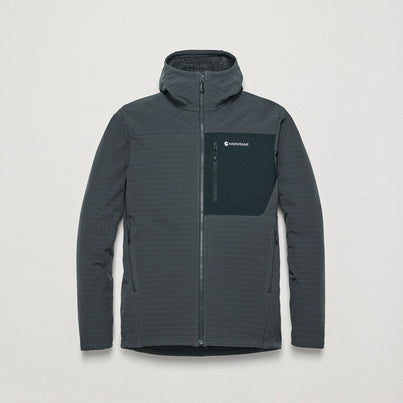 Midnight Grey Montane Men's Dura Hooded Fleece Jacket Front MDURHMNG