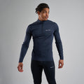 Eclipse Blue Montane Men's Dart XT Thermal Zip Neck Long Sleeved Top Model Front