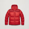 Adrenaline Red Montane Men's Glacium Hooded Down Jacket Front MGLAHADR