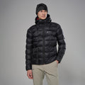 Black Montane Men's Icarus 3.0 Hooded Insulated Jacket Model Front MIHOOBLA