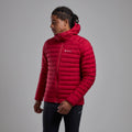 Acer Red Montane Men's Resolve Hooded Down Jacket Model Front