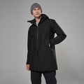 Black Montane Men's Spirit Long Insulated Waterproof Jacket Model Front MSLIJBLA