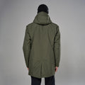 Moss Montane Men's Spirit Long Insulated Waterproof Jacket Model Back MSLIJMOS