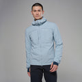 Frost Blue Montane Men's Stratum Hooded Insulated Jacket Model Front MSTRHFRO